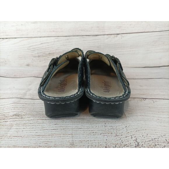 Alegria Womens Classic Brilliant Snake Clogs Sz 35 (US 5) Metallic Black - Picture 5 of 9